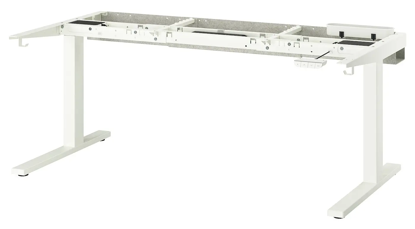 Письменный стол Ikea Mittzon с электрической регулировкой высоты 120x80 (Черный ясеневый шпон/Белый) - 3
