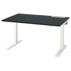 Письменный стол Ikea Mittzon с электрической регулировкой высоты 120x80 (Черный ясеневый шпон/Белый)