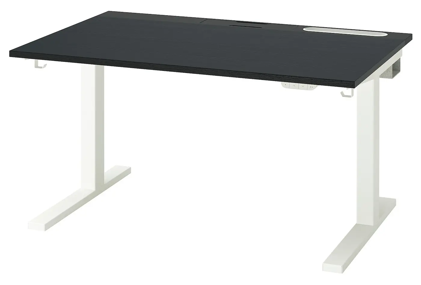 Письменный стол Ikea Mittzon с электрической регулировкой высоты 120x80 (Черный ясеневый шпон/Белый)