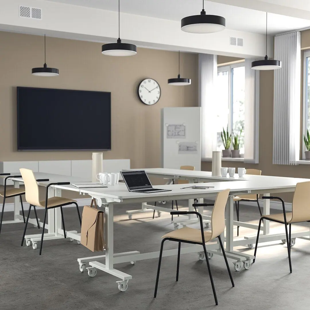 Masa de birou Ikea Mittzon cu roti 140x70 (Alb)