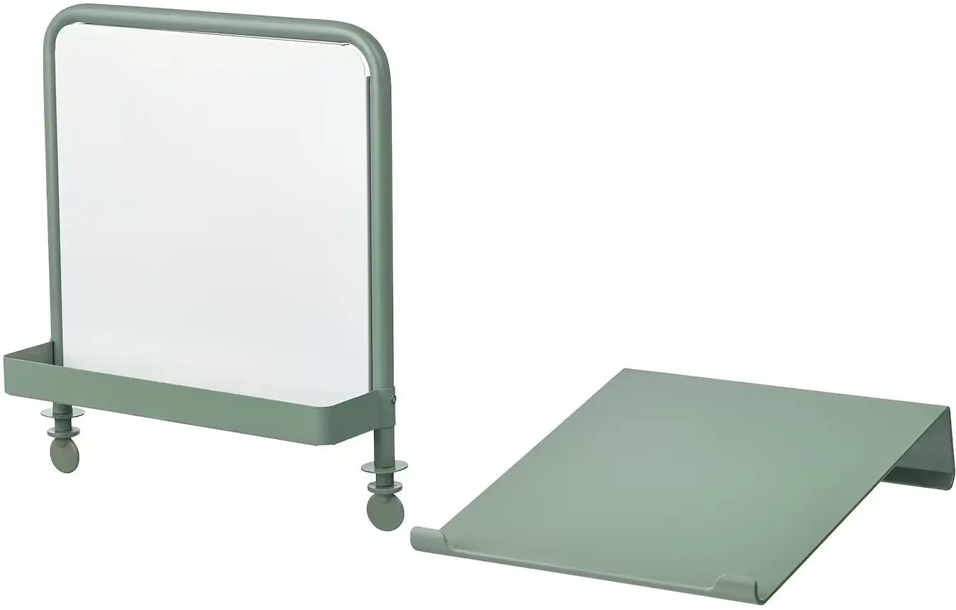 Masa de birou Ikea Relatera avizier/2 sertare/etajera/suport telefon 117x60 (Alb/Verde deschis)