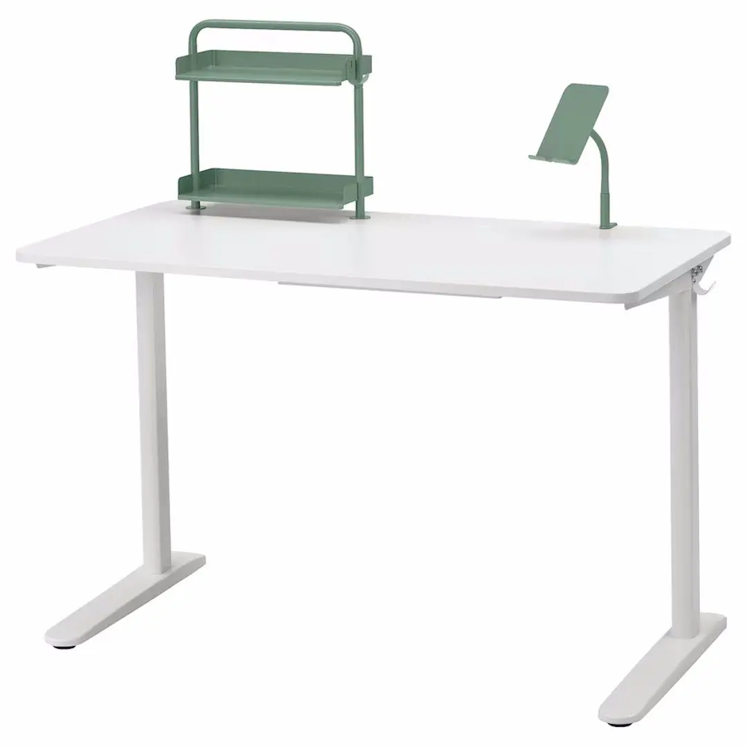 Masa de birou Ikea Relatera raft/suport telefon 117x60 (Alb/Verde Deschis-Verde)