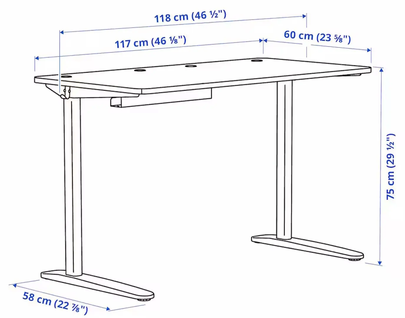 Masa de birou Ikea Relatera raft/suport telefon 117x60 (Alb/Verde Deschis-Verde)
