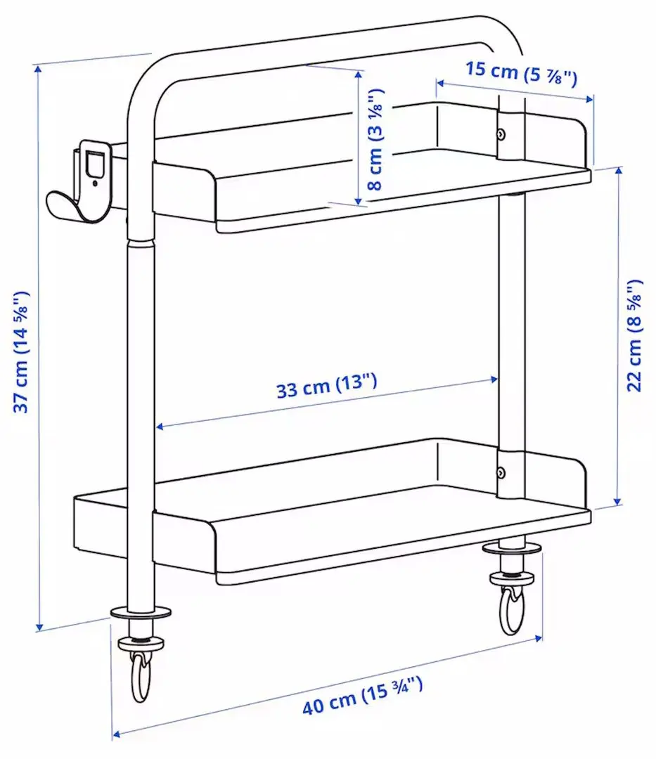 Masa de birou Ikea Relatera raft/suport telefon 117x60 (Alb/Verde Deschis-Verde)