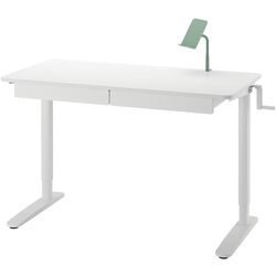 Masa de birou Ikea Relatera inaltime reglabila/2 sertare/suport telefon 117x60 (Alb/Verde deschis) Thumb