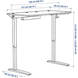 Masa de birou Ikea Relatera inaltime reglabila/2 sertare/suport telefon 117x60 (Alb/Verde deschis) Thumb