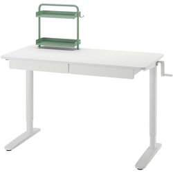 Masa de birou Ikea Relatera inaltime reglabila/2 sertare/etajera 117x60 (Alb/Verde deschis) Thumb