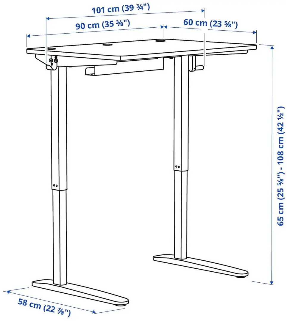 Письменный стол Ikea Relatera регулируемая высота 90x60 (Белый)