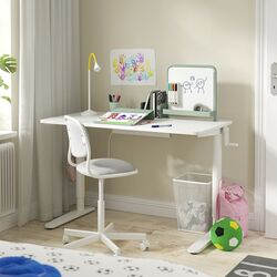 Masa de birou Ikea Relatera inaltime reglabila/avizier 117x60 (Alb/Verde deschis)