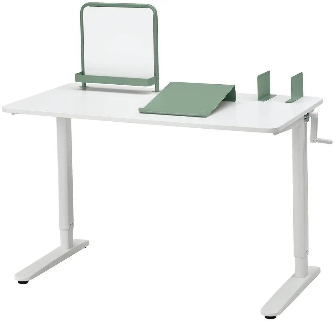 Masa de birou Ikea Relatera inaltime reglabila/avizier 117x60 (Alb/Verde deschis)