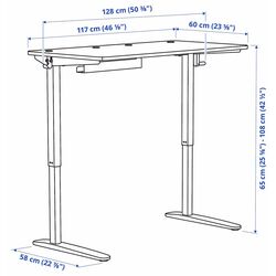 Masa de birou Ikea Relatera inaltime reglabila/raft 117x60 (Alb) Thumb