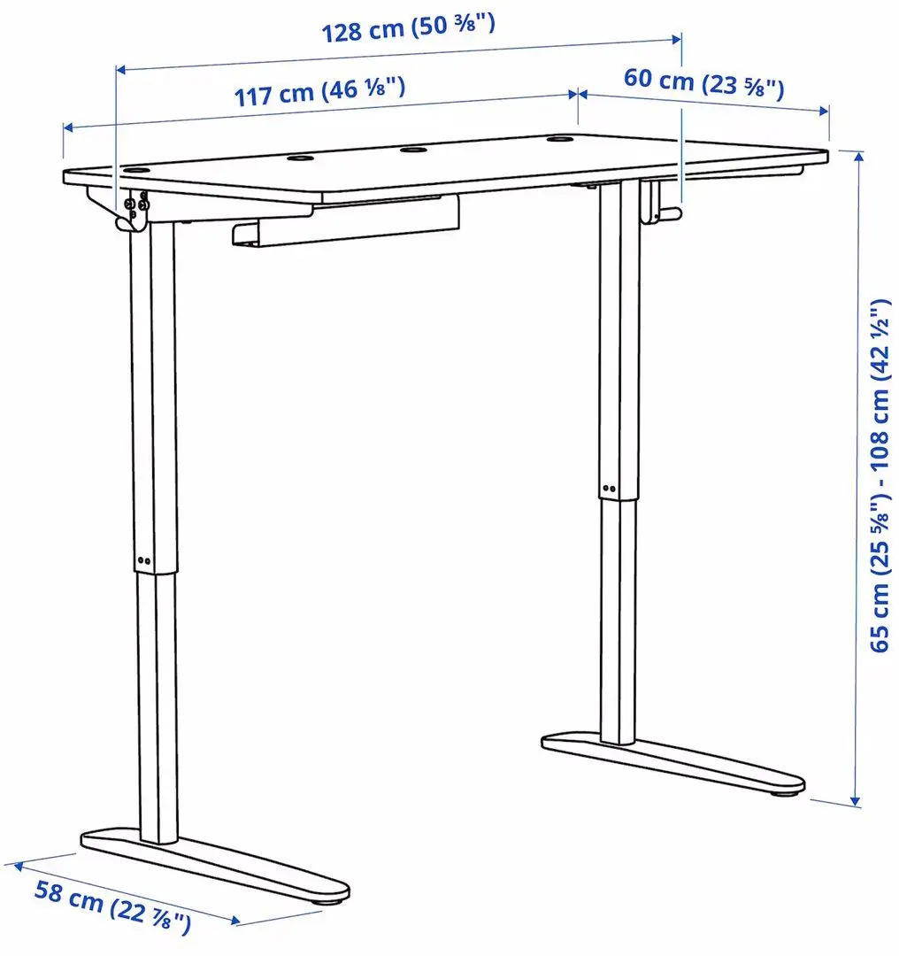 Masa de birou Ikea Relatera inaltime reglabila/raft/avizier 117x60 (Alb/Verde Deschis-Verde)