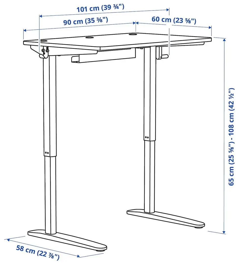 Masa de birou Ikea Relatera inaltime reglabila/etajera 90x60 (Alb/Verde deschis)