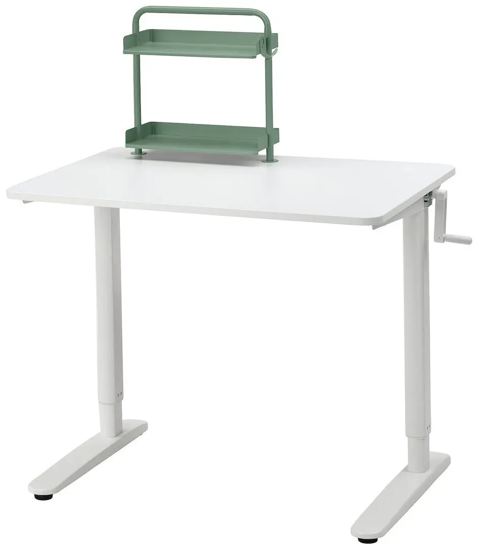 Masa de birou Ikea Relatera inaltime reglabila/etajera 90x60 (Alb/Verde deschis)