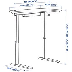 Masa de birou Ikea Relatera inaltime reglabila/sertar/etajera/suport telefon 90x60 (Alb/Verde deschis) Thumb