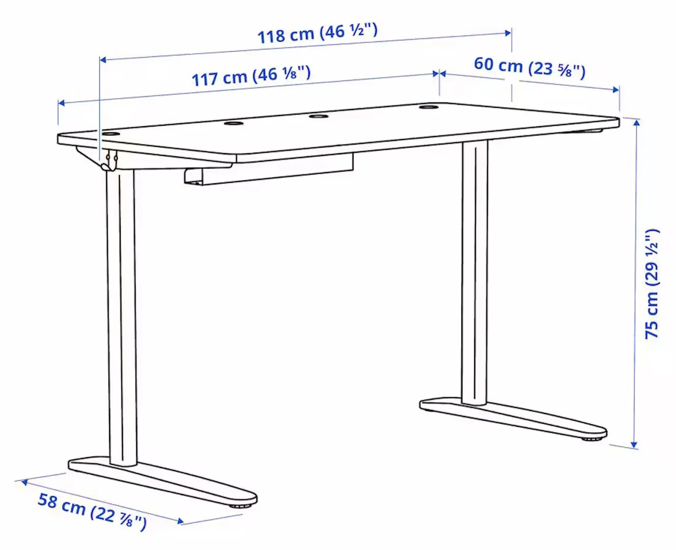 Masa de birou Ikea Relatera cu raft 117x60 (Alb)