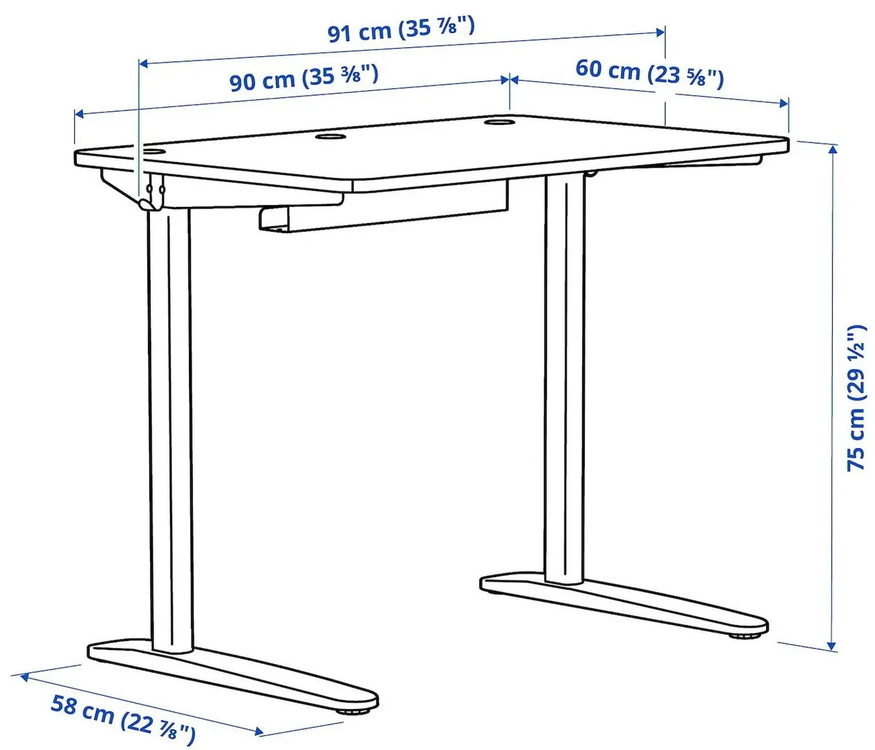 Masa de birou Ikea Relatera etajera 90x60 (Alb/Verde deschis)