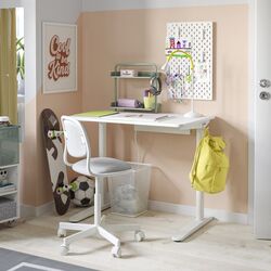 Masa de birou Ikea Relatera etajera 90x60 (Alb/Verde deschis)