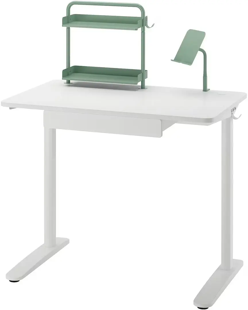 Masa de birou Ikea Relatera sertar/etajera/suport telefon 90x60 (Alb/Verde deschis)