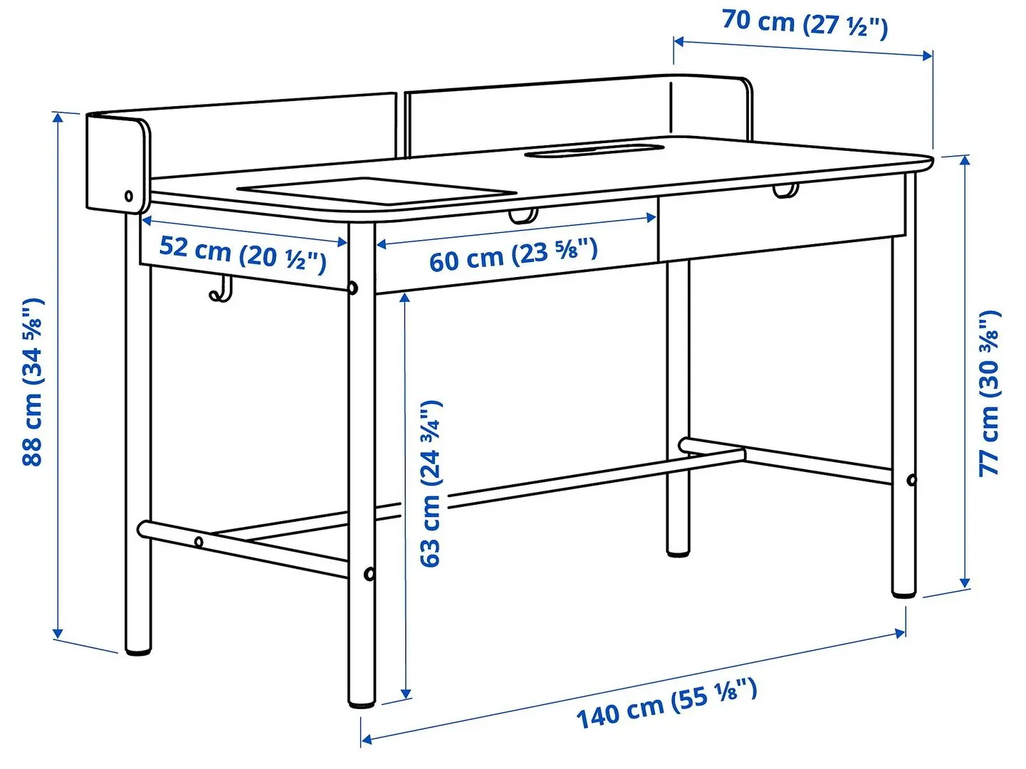 Masa de birou Ikea Ridspo 140x70 (Antracit)