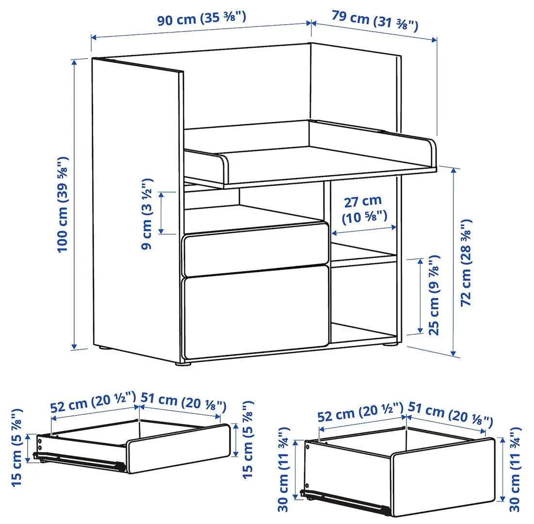 Masa de birou Ikea Smastad 2 sertare 90x79x100 (Allb/Lila Deschis)