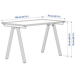 Masa de birou Ikea Trotten 120x70 (Alb/Antracit) Thumb