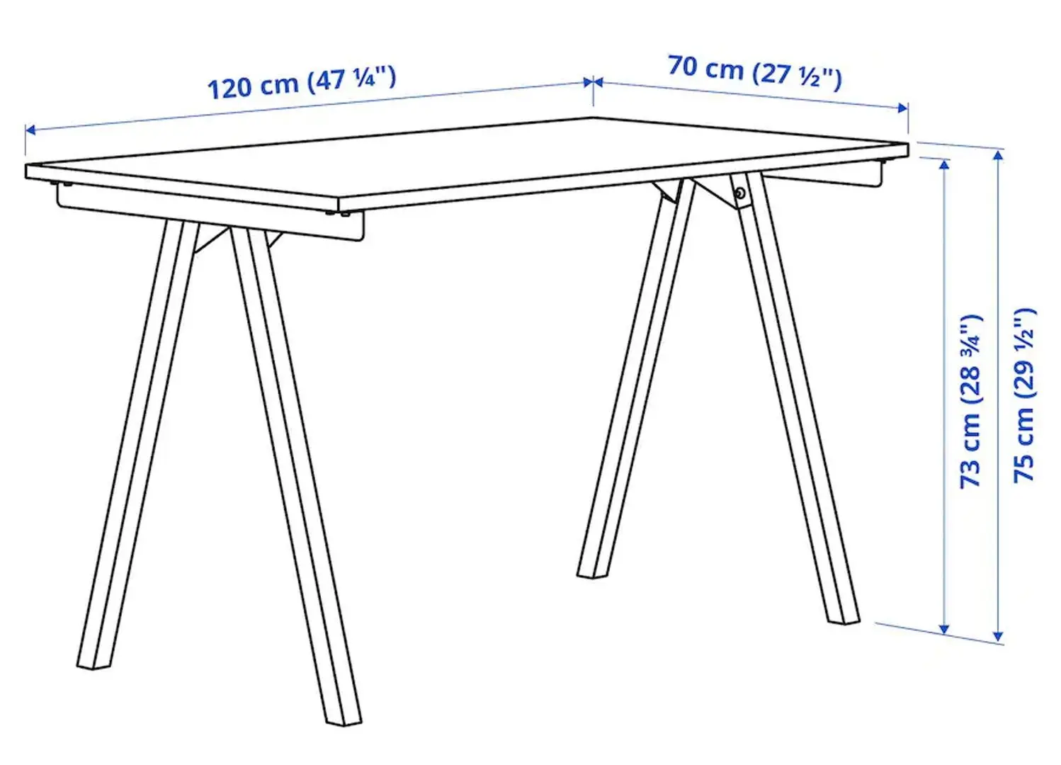 Masa de birou Ikea Trotten 120x70 (Bej/Alb)
