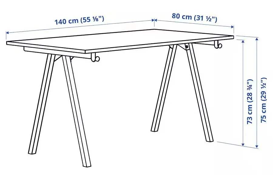 Masa de birou Ikea Trotten 140x80 (Bej/Alb)