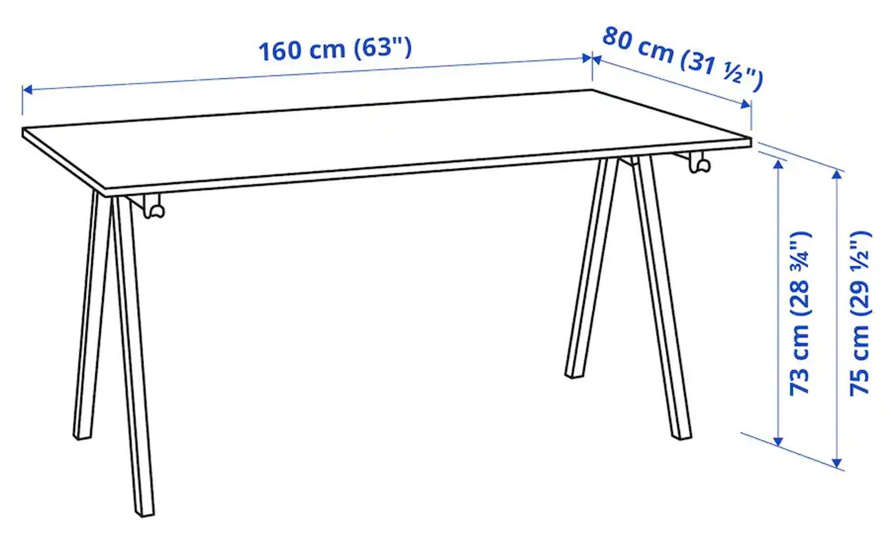 Masa de birou Ikea Trotten 160x80 (Alb)