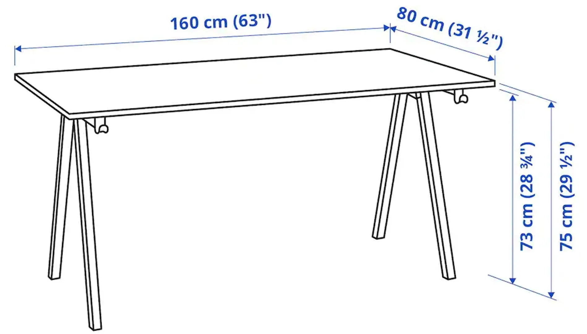 Masa de birou Ikea Trotten 160x80 (Bej/Antracit)