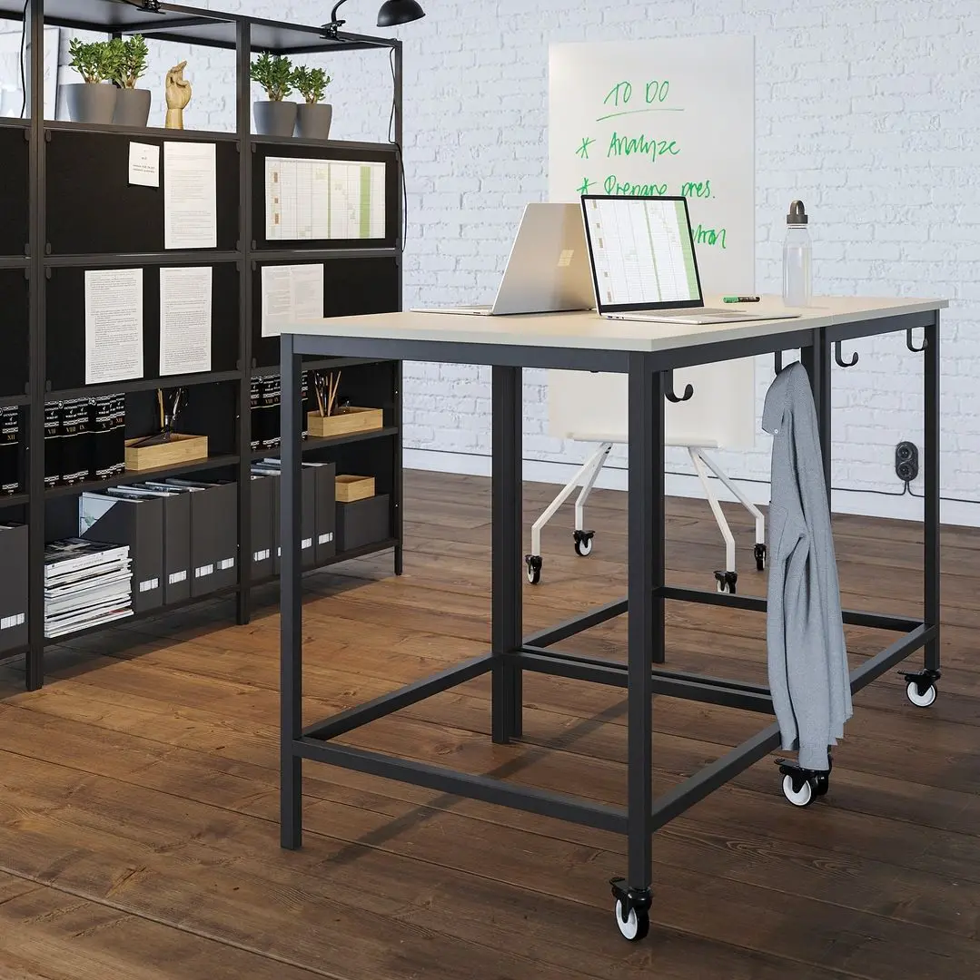 Стол для конференций Ikea Trotten 80x80 (Бежевый/Антрацит) - 4