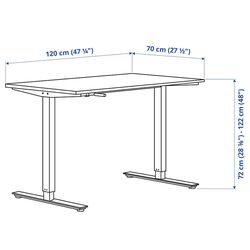 Masa de birou Ikea Trotten inaltime reglabila 120x70 (Alb) Thumb