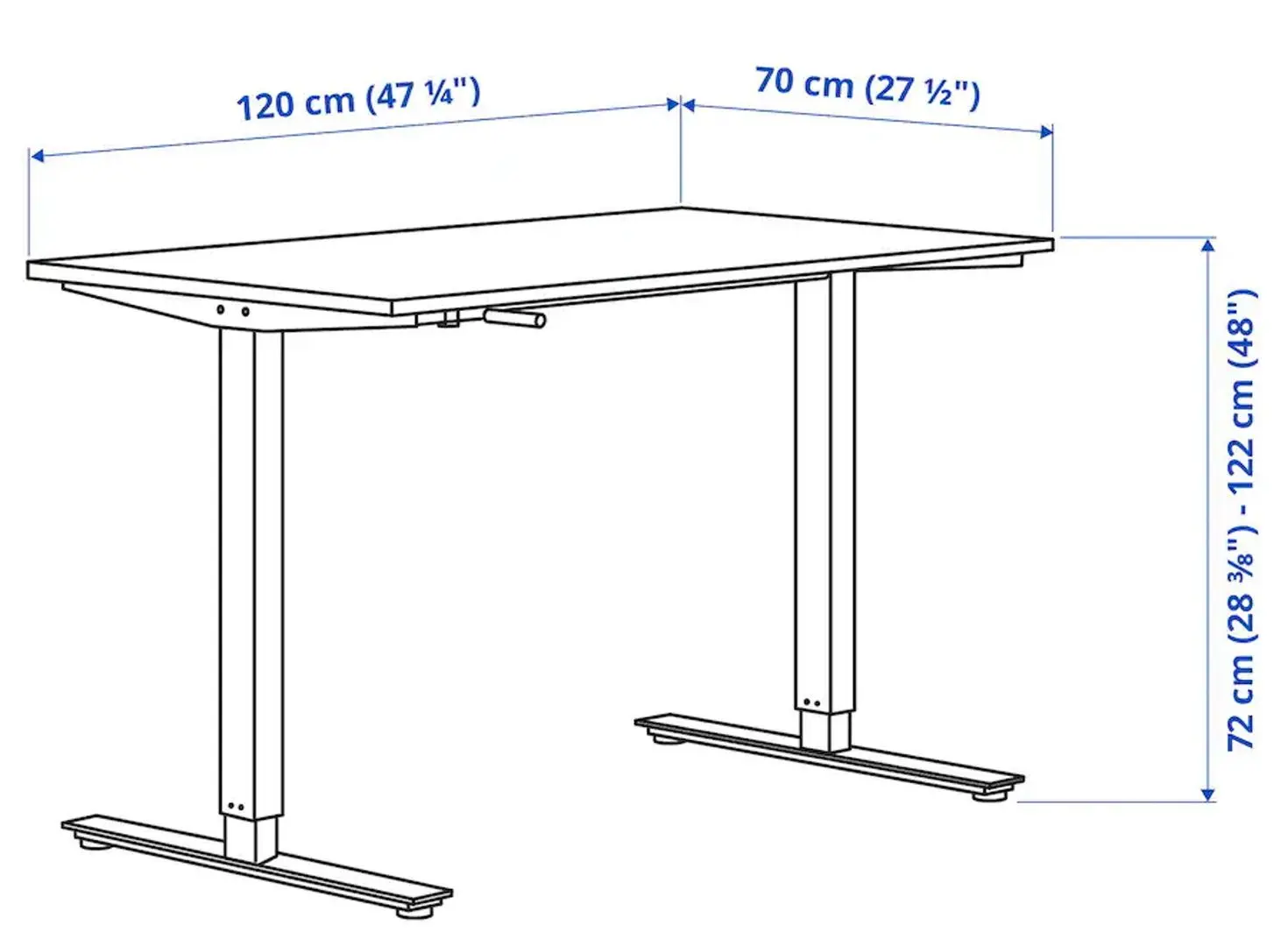 Письменный стол Ikea Trotten регулируемая высота 120x70 (Бежевый/Антрацит)