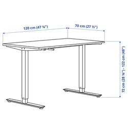 Masa de birou Ikea Trotten înălţime reglabilă 120x70 (Bej/Alb) Thumb