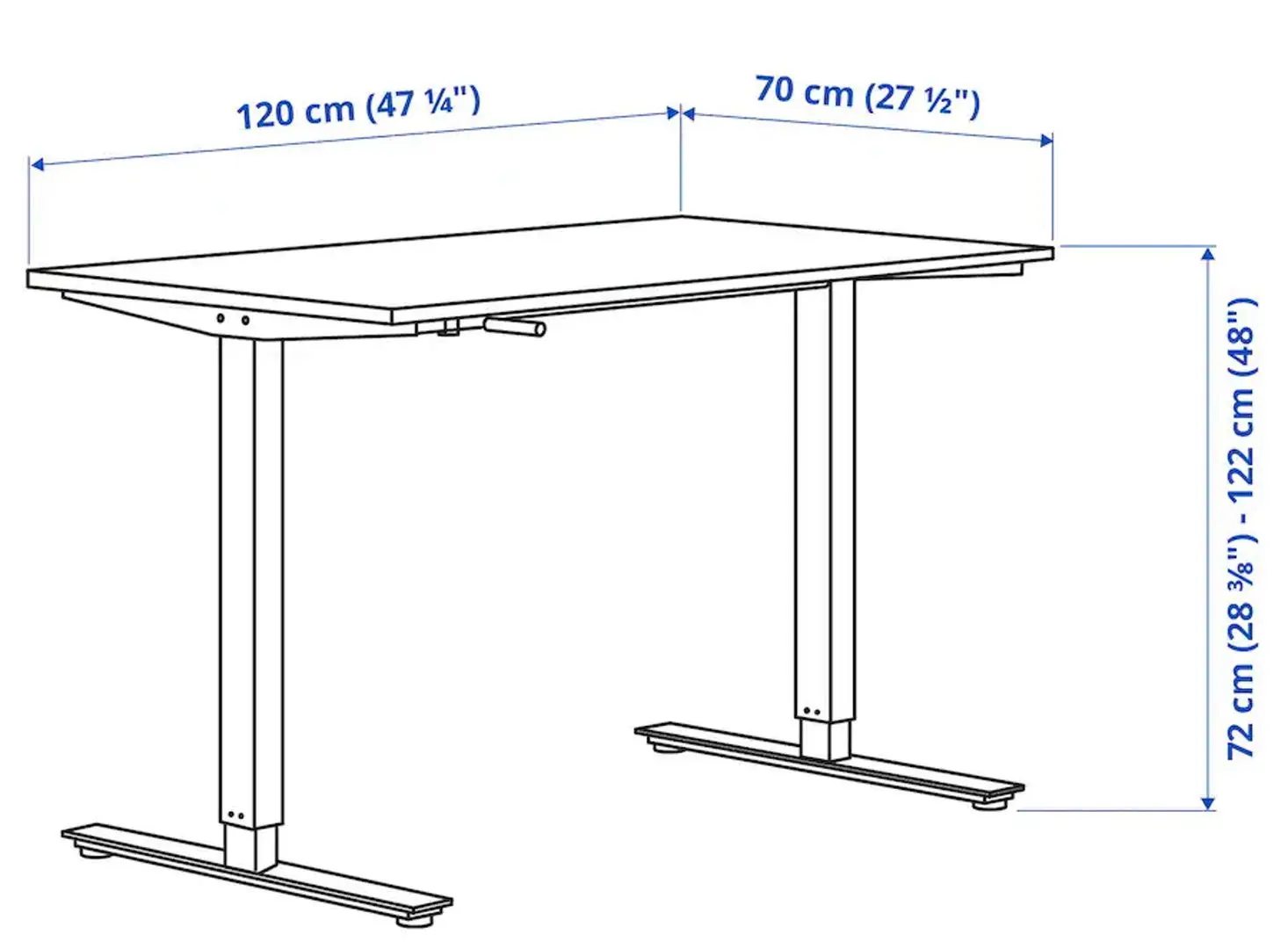 Masa de birou Ikea Trotten înălţime reglabilă 120x70 (Bej/Alb)