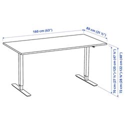 Masa de birou Ikea Trotten inaltime reglabila 160x80 (Alb) Thumb