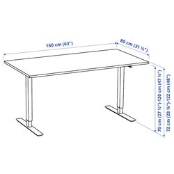 Masa de birou Ikea Trotten cu inaltime reglabila 160x80 (Bej/Antracit) Thumb