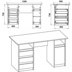Masa de birou Компанит Dekan-2 (Wenge) Thumb