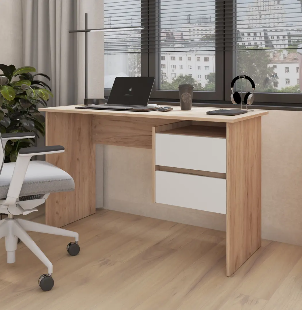 Masa de birou Magnusplus Ryan (Gold Craft Oak/White)