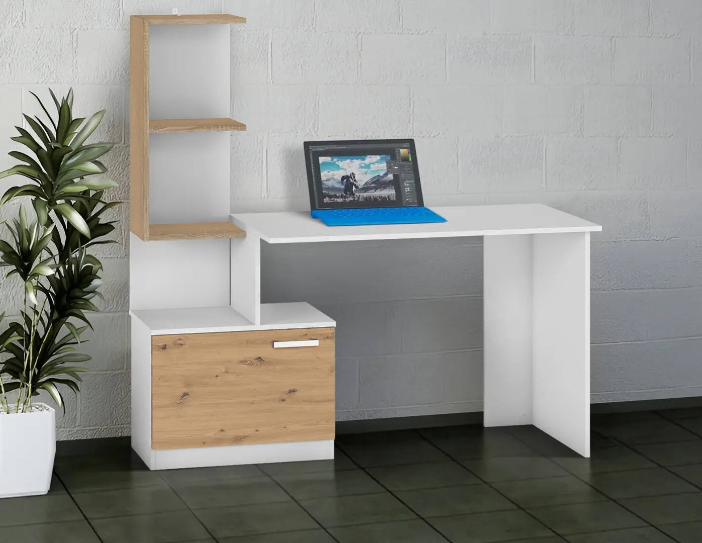 Masa de birou Magnusplus Table 1 (Artisan Oak/White)