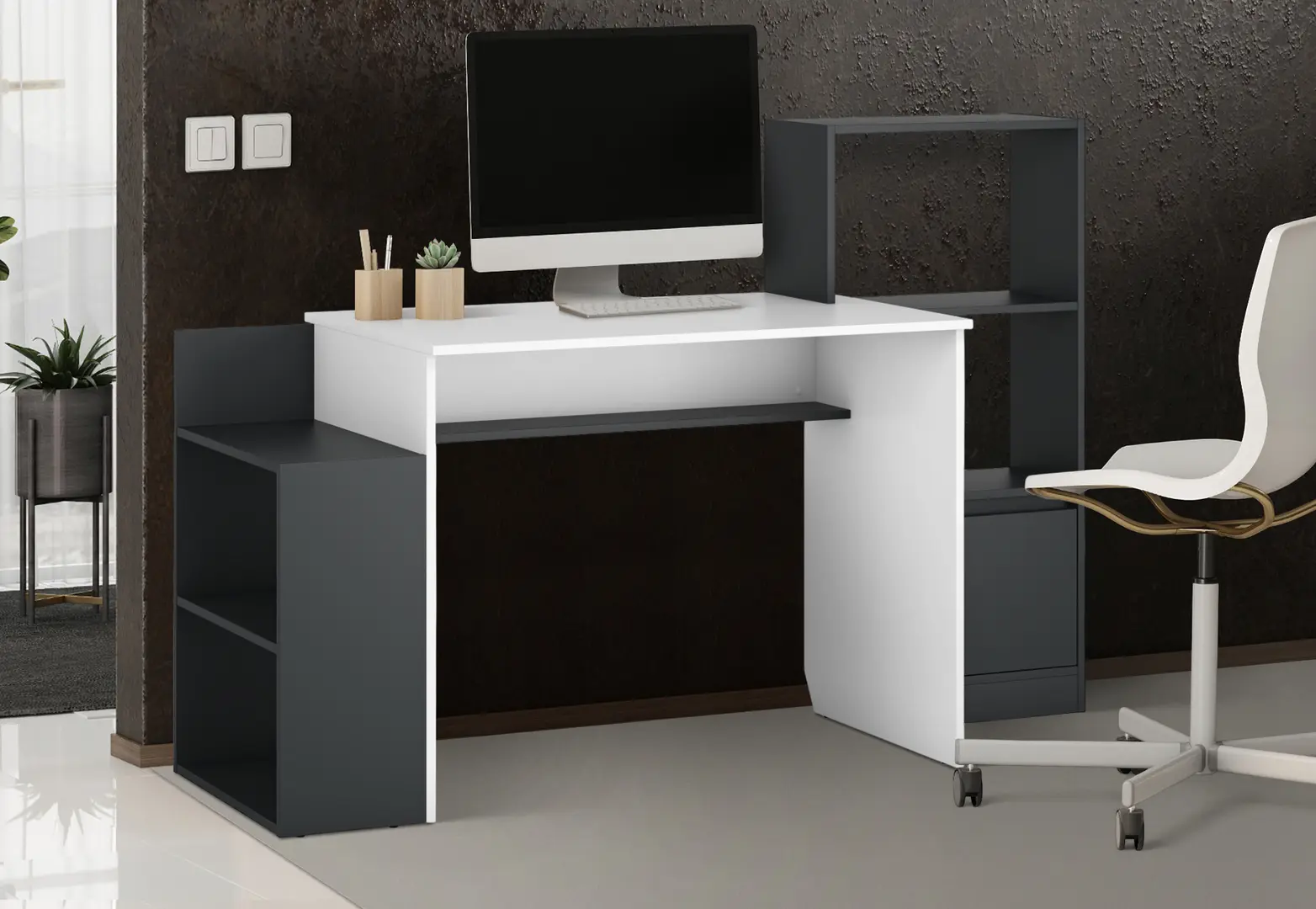 Masa de birou Magnusplus Table 2 (Graphite/White)