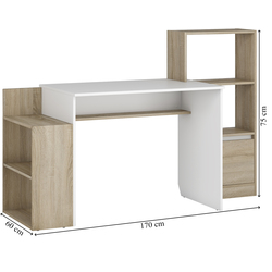 Masa de birou Magnusplus Table 2 (Sonoma Oak/White) Thumb