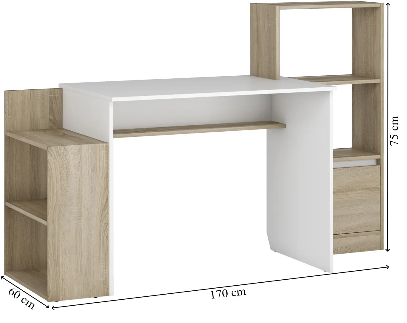 Masa de birou Magnusplus Table 2 (Sonoma Oak/White)