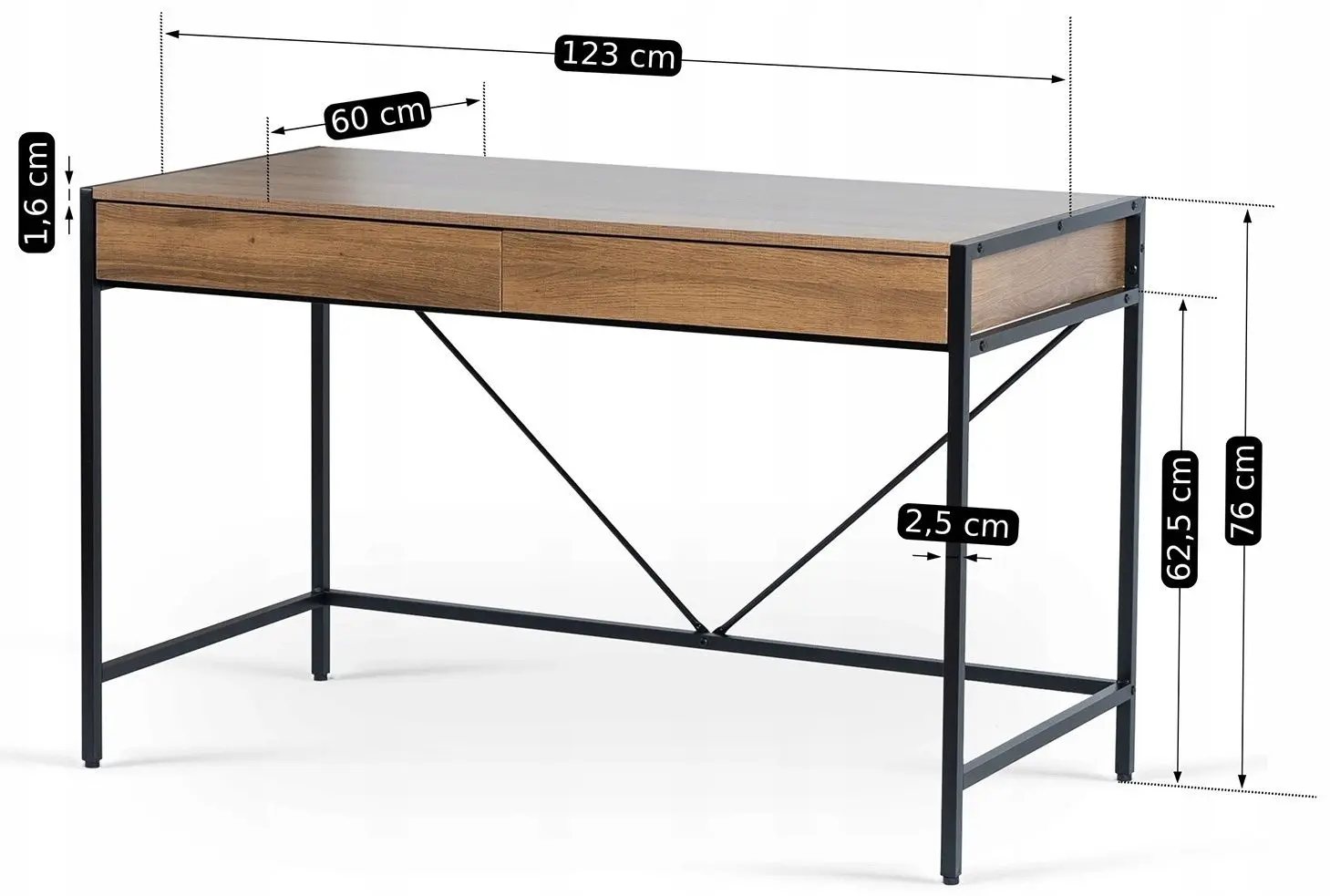 Письменный стол Mebel Elite Ally 60x123 (Walnut/Black)