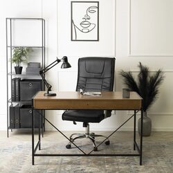 Письменный стол Mebel Elite Ally 60x123 (Walnut/Black) Thumb