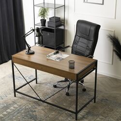 Письменный стол Mebel Elite Ally 60x123 (Walnut/Black) Thumb