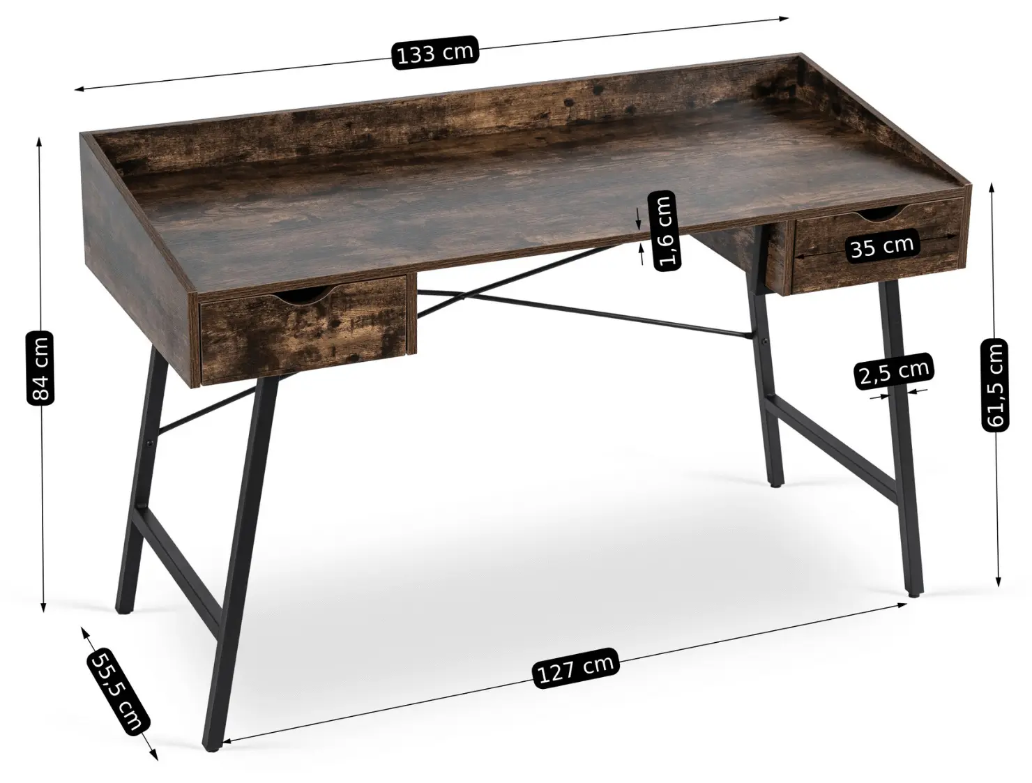 Masa de birou Mebel Elite ICE 133 (Rustic Oak/Black)