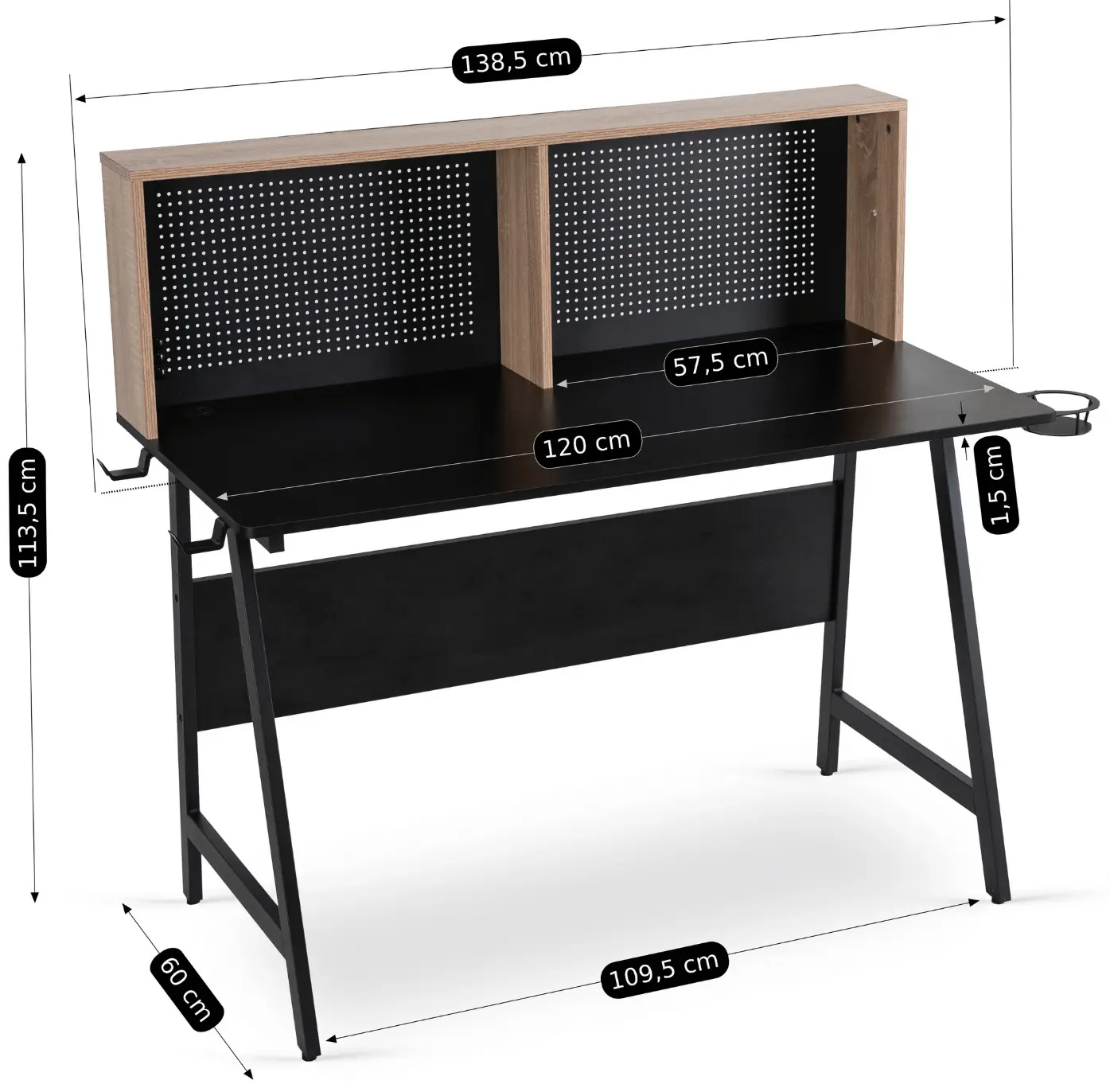 Masa de birou Mebel Elite ICE 138.5 (Black/Sonoma Oak)