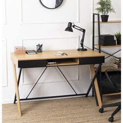 Masa pentru birou Mebel Elite Rea 60x120 (Craft Oak Golden/Black) Thumb