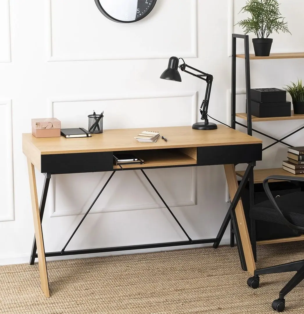 Masa pentru birou Mebel Elite Rea 60x120 (Craft Oak Golden/Black)